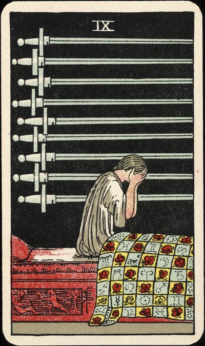 Negen van Zwaarden, Tarotkaart, ca. 1937 door Pamela Colman Smith